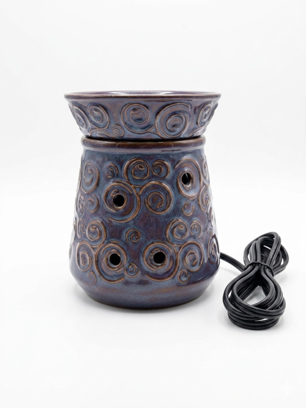 Scentsy Artisan Collection Ceramic Wax Warmer Blue Bronze Intricate Swirl - Picture 2 of 7